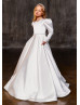 Beaded White Lace Satin Flower Girl Dress With Pockets